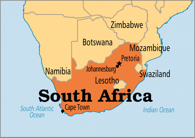 اين تقع جنوب افريقيا ؟